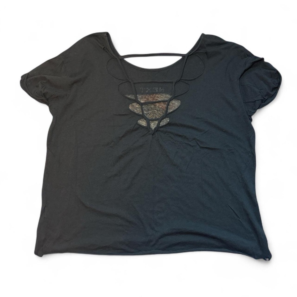 Insight x PACSUN Washed Black Abstract Tribal Print Open Back Crop Top — Size 4 - Picture 4 of 6